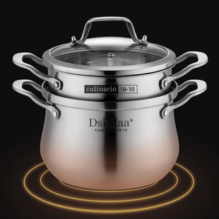 DsiMaa丹斯曼/不锈钢热能蒸汤锅18-10食品用蒸炖煮多功能大肚锅
