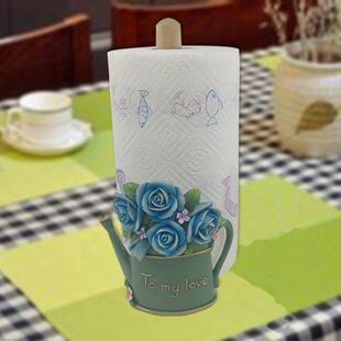 创意田园玫瑰花厨房纸巾架餐厅桌面卷纸收纳架子立式可调节置物架