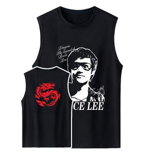 背心无袖T恤纪念李小龙衣服BruceLee截拳道武术速干训练服坎肩潮