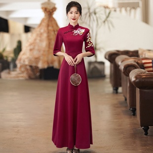 长裙子 订婚礼服裙结婚便装 新中式 高级感红色敬酒服新娘旗袍新中式