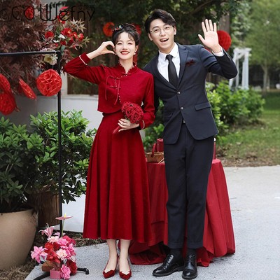 敬酒服新娘2025新款酒红色
