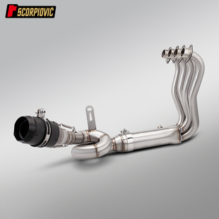 张雪500RR不锈钢回旋前段排气管尾段消声器 摩托车全段排气管改装