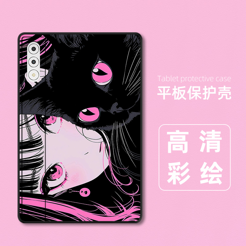 适用联想YOGA Pad Pro平板保护套卡通TB520FU外壳轻薄软12.7英寸抱猫女孩