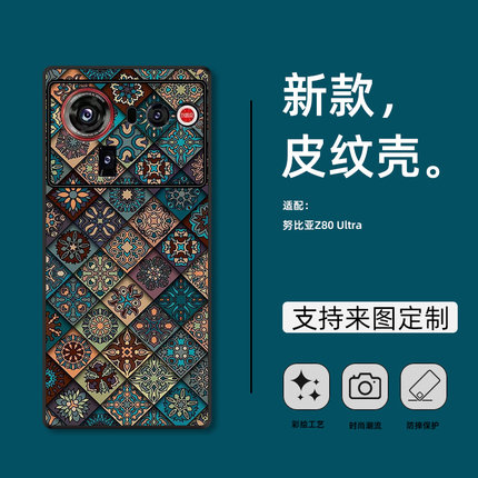 适用努比亚Z80 Ultra手机壳创意z50新款男女Z70S Ultra保护套z60sPro全包防摔z50ultra外壳z40pro拼接图腾