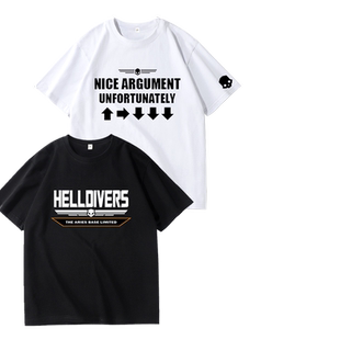 飞鹰地狱潜者ps5绝地潜兵2短袖T恤男游戏周边同款纯棉宽松半截袖