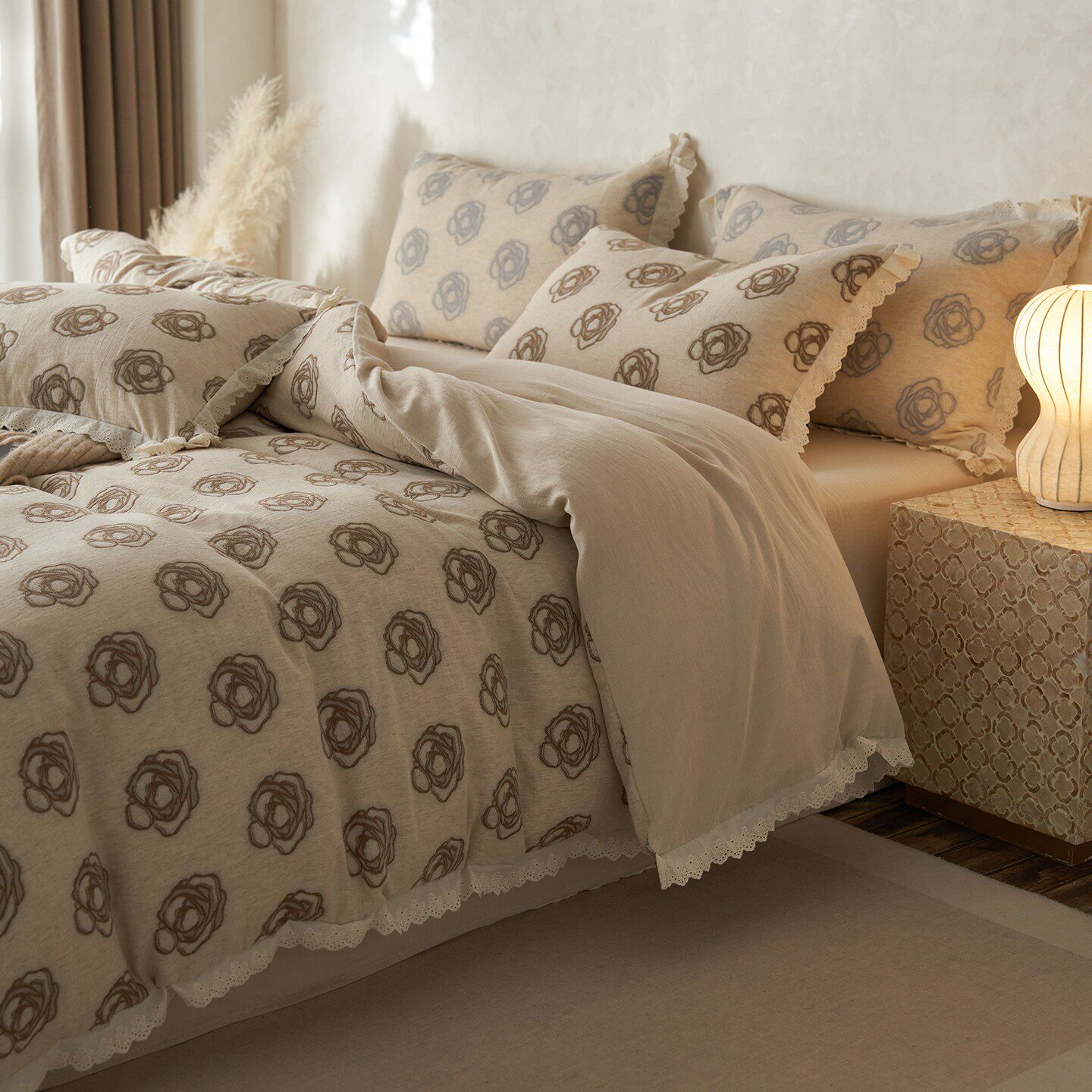 复古侘寂风丨 简约感棉麻混纺套件 水洗棉床上用品四件套