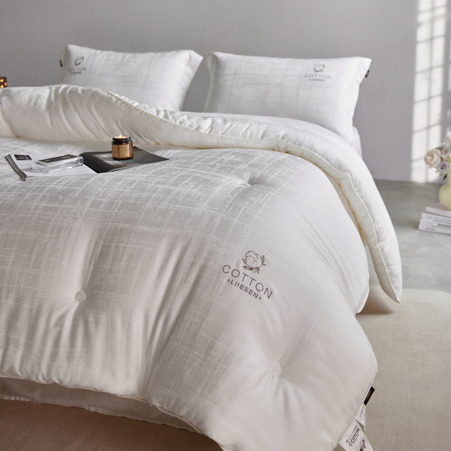 轻奢A类天丝棉提花棉花被夏被春秋被子单双人被芯加厚保暖冬被1.5