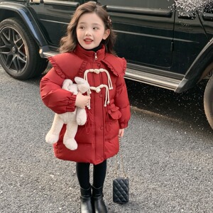 童装冬款新中式90白鸭绒羽绒服2023新款女童中小童洋气冬款加厚潮