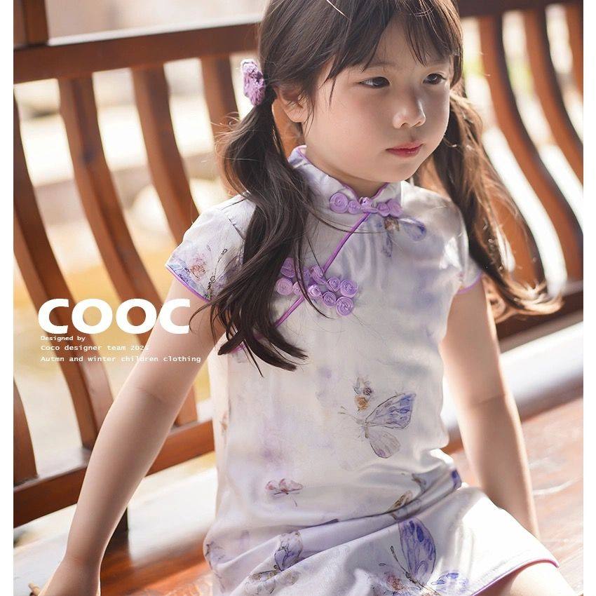 2025新款童装夏季新中式女童旗袍紫色儿童连衣裙复古国风连衣裙,童装/婴儿装/亲子装,旗袍,淘宝优惠券,粉丝福利购,淘宝优惠卷