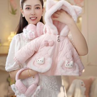 儿童冬季女童保暖外套2025毛毛衣新款加绒加厚上衣中小童保暖加厚