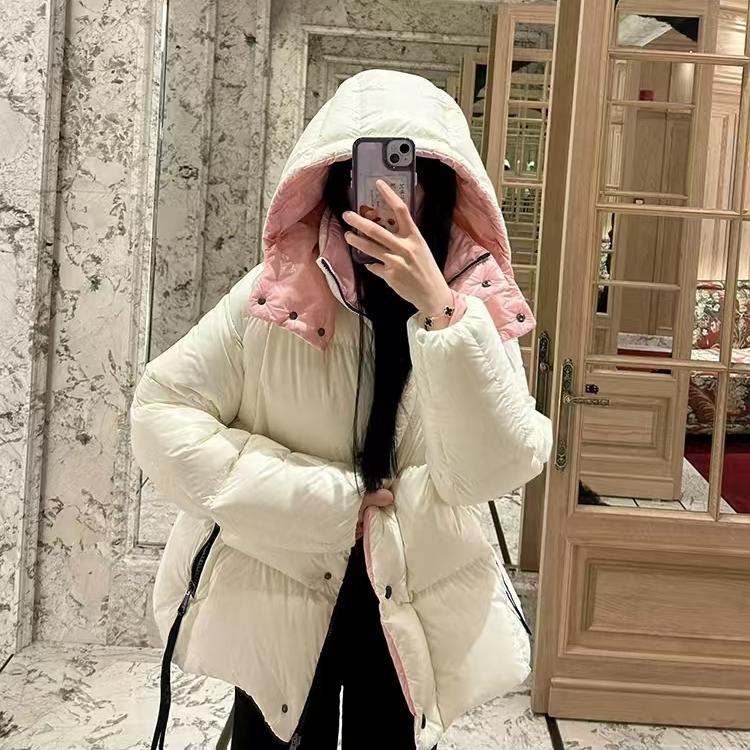 撞色短款锦纶鹅绒服百搭连帽