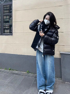 m家羽绒服女2025新maire短款加厚亮面免洗连帽东北极寒鹅绒衣外套