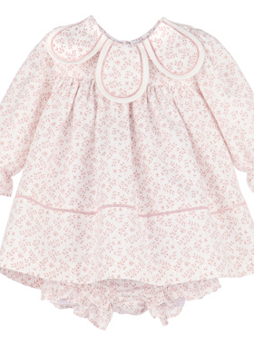 海淘美国 Sophie&Lucas luli me25AW女宝粉色花瓣领打揽裙 女宝裙