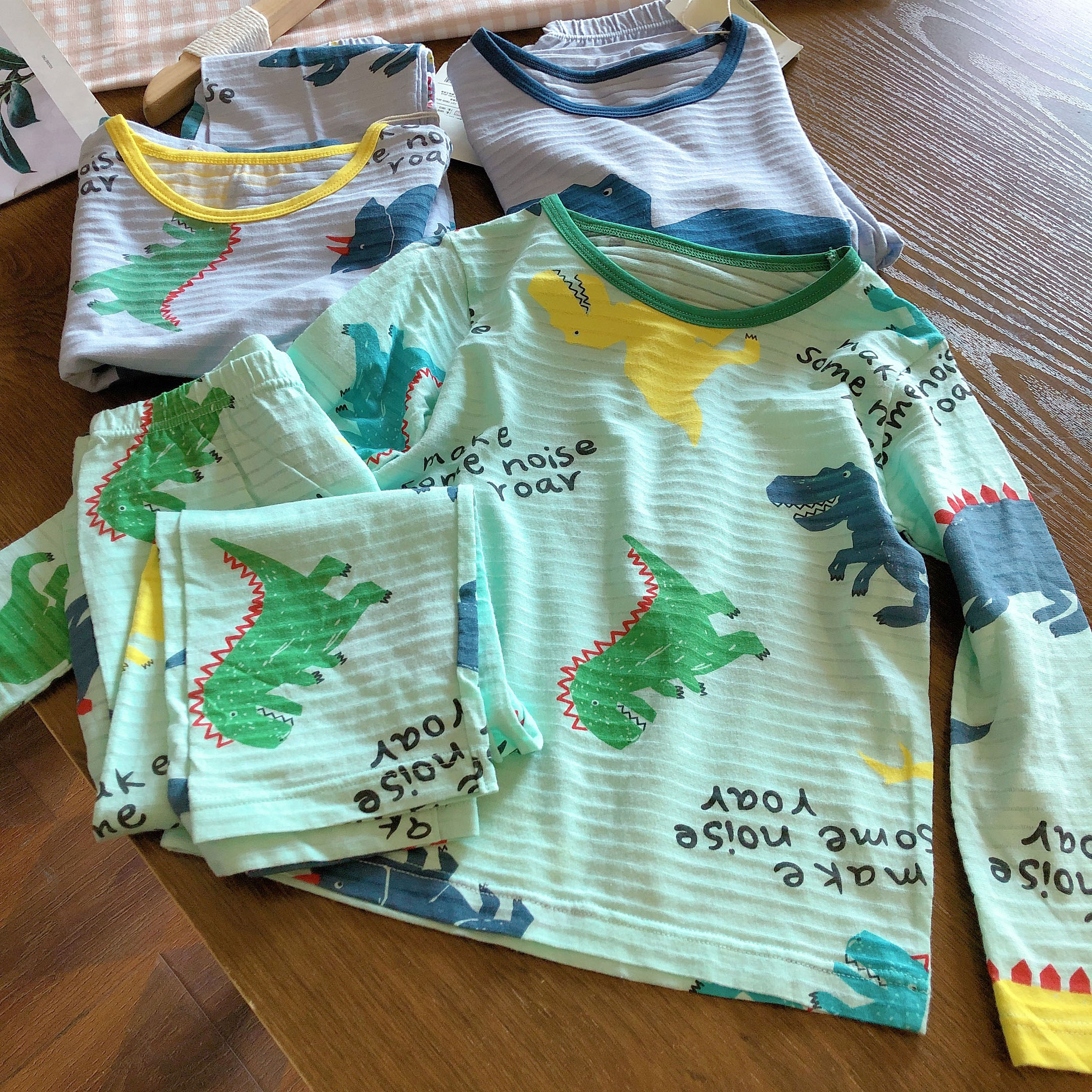 纯棉竹节棉长袖长裤夏女童家居服