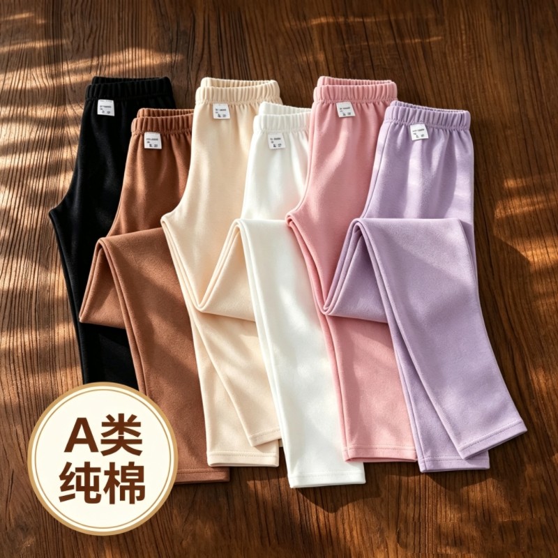 95%棉儿童纯棉保暖秋裤男女童A类全棉线裤高腰弹力宝宝内穿打底裤