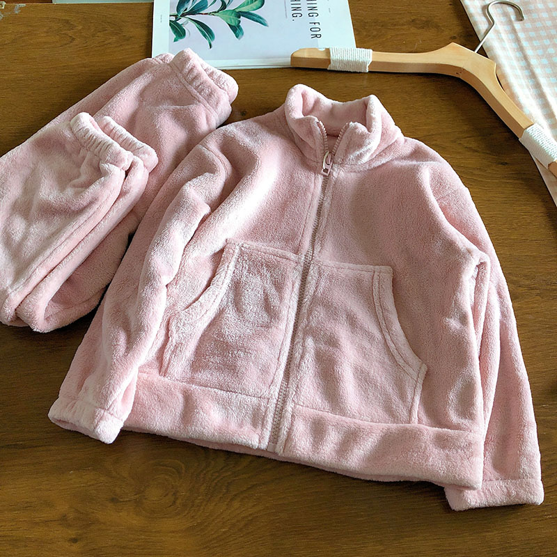 儿童睡衣秋冬季男女童加厚法兰绒睡衣中大童珊瑚绒家居服套装亲子