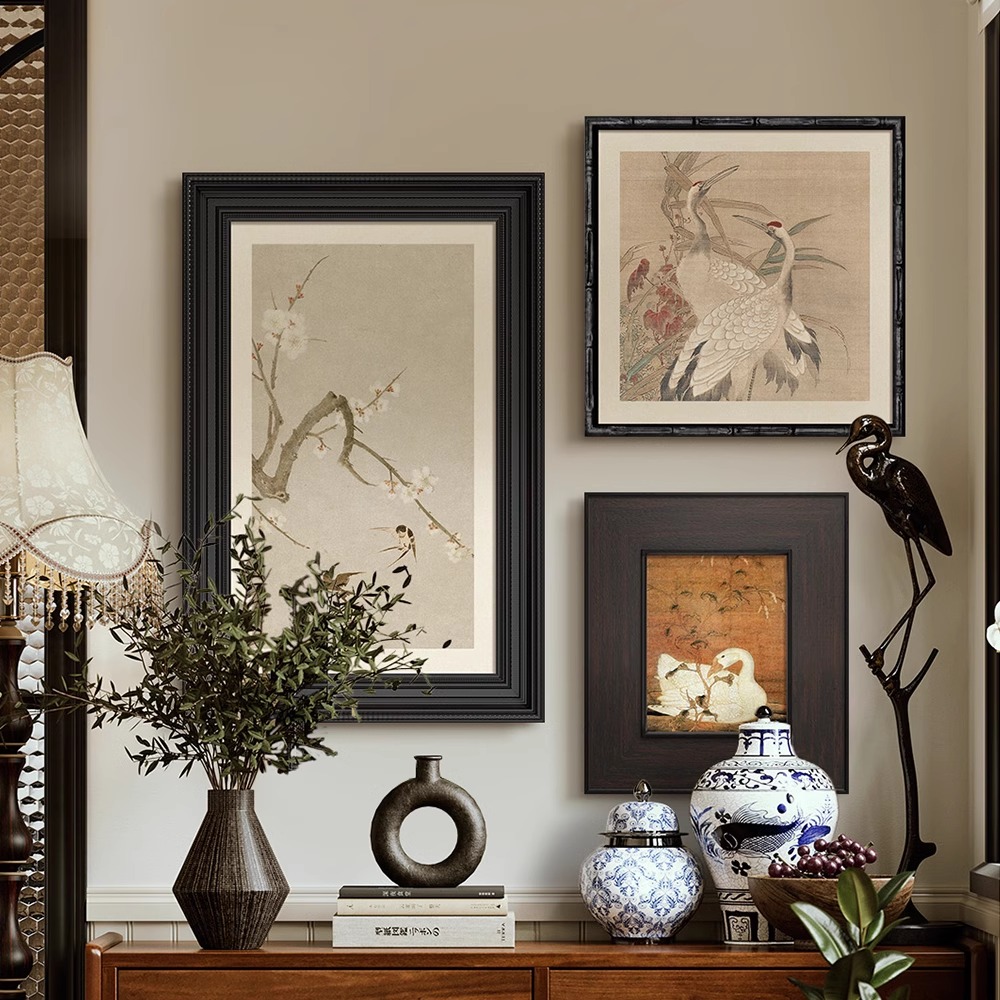 中古挂画宋代美学茶室新中式客厅装饰画餐厅斗柜卧室玄关2025新款