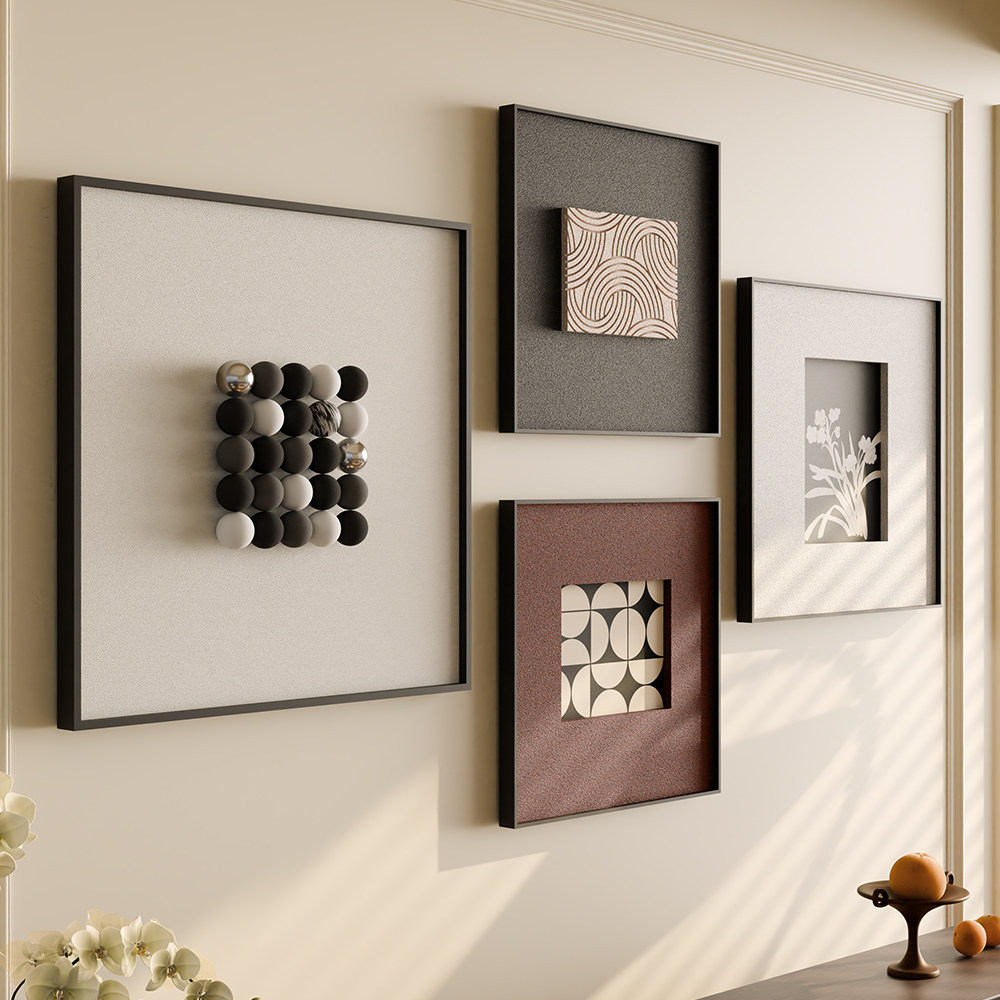 立体砂岩2025新款法式覆古风高级感组合客厅装饰画 画沙发背景墙