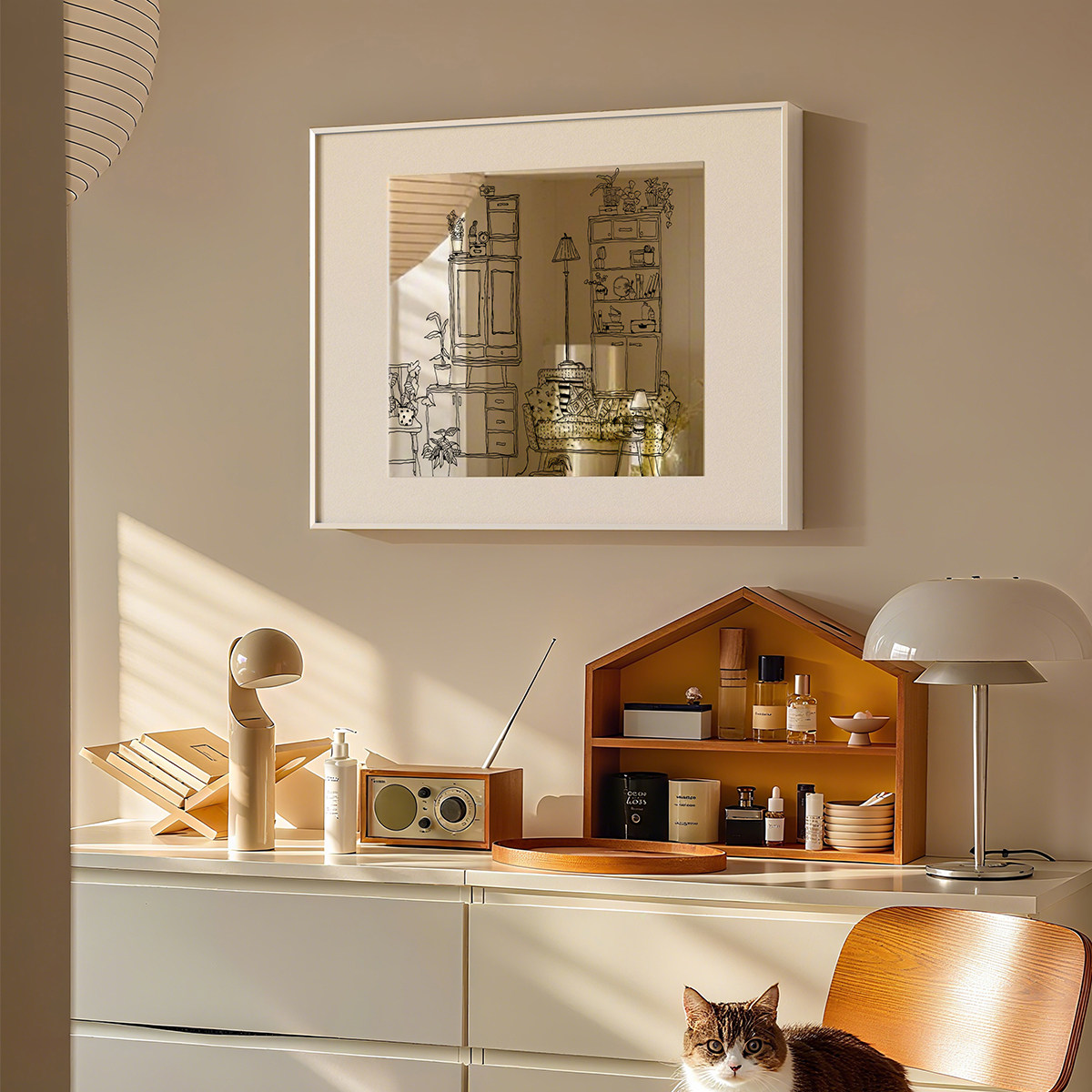 镜子镜面高级感电表箱装饰画开关配电箱餐厅电闸遮挡2025新款挂画