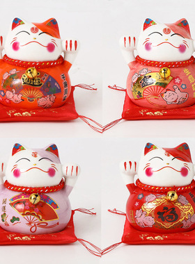 日式招财猫陶瓷摆件汽车车载结婚家居开业公司促销实用礼品