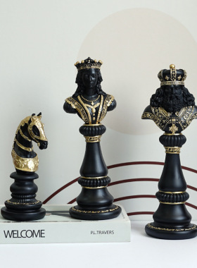 跨境创意国际象棋摆件家居客厅电视柜国皇后战马棋子桌面装饰品