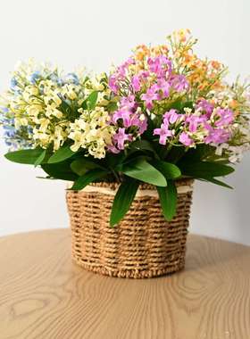 仿真5叉丁香花带叶桂花七里香家居客厅装饰插花摄影橱窗绿植摆件