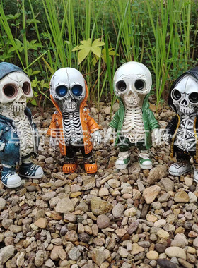 跨境万圣节装饰摆件骷髅人偶小摆件家居庭院装饰品树脂工艺品