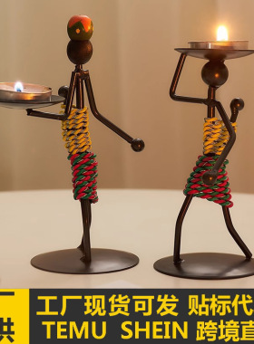 【跨境热销】金属创意工艺品铁人造型烛台酒吧餐厅浪漫烛光烛台