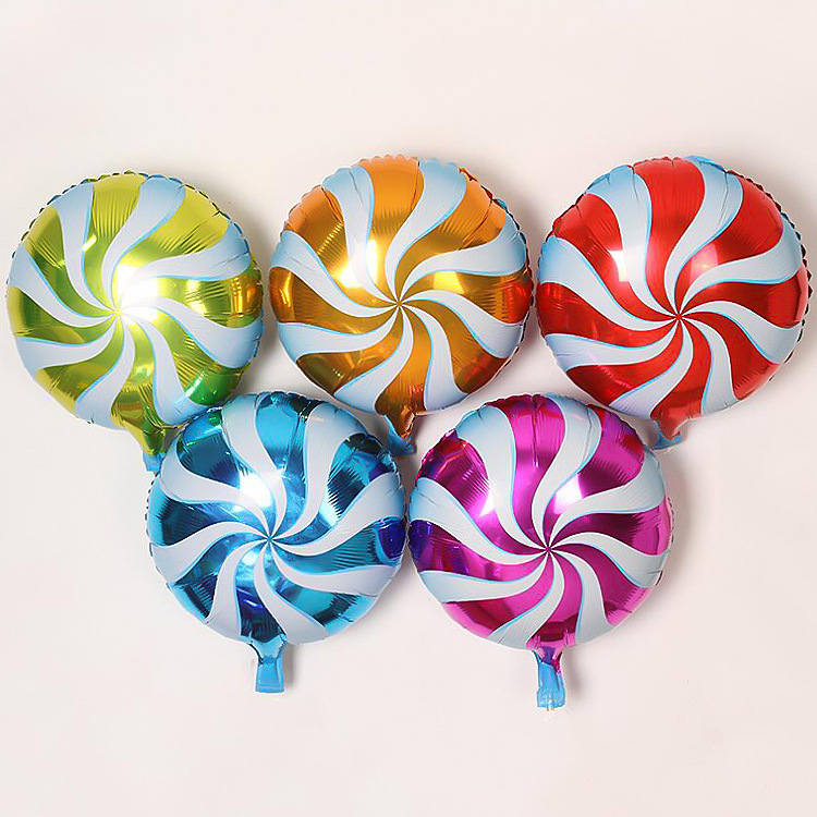 18寸圆形风车棒棒糖铝箔气球 儿童生日派对装饰布置糖果铝膜气球