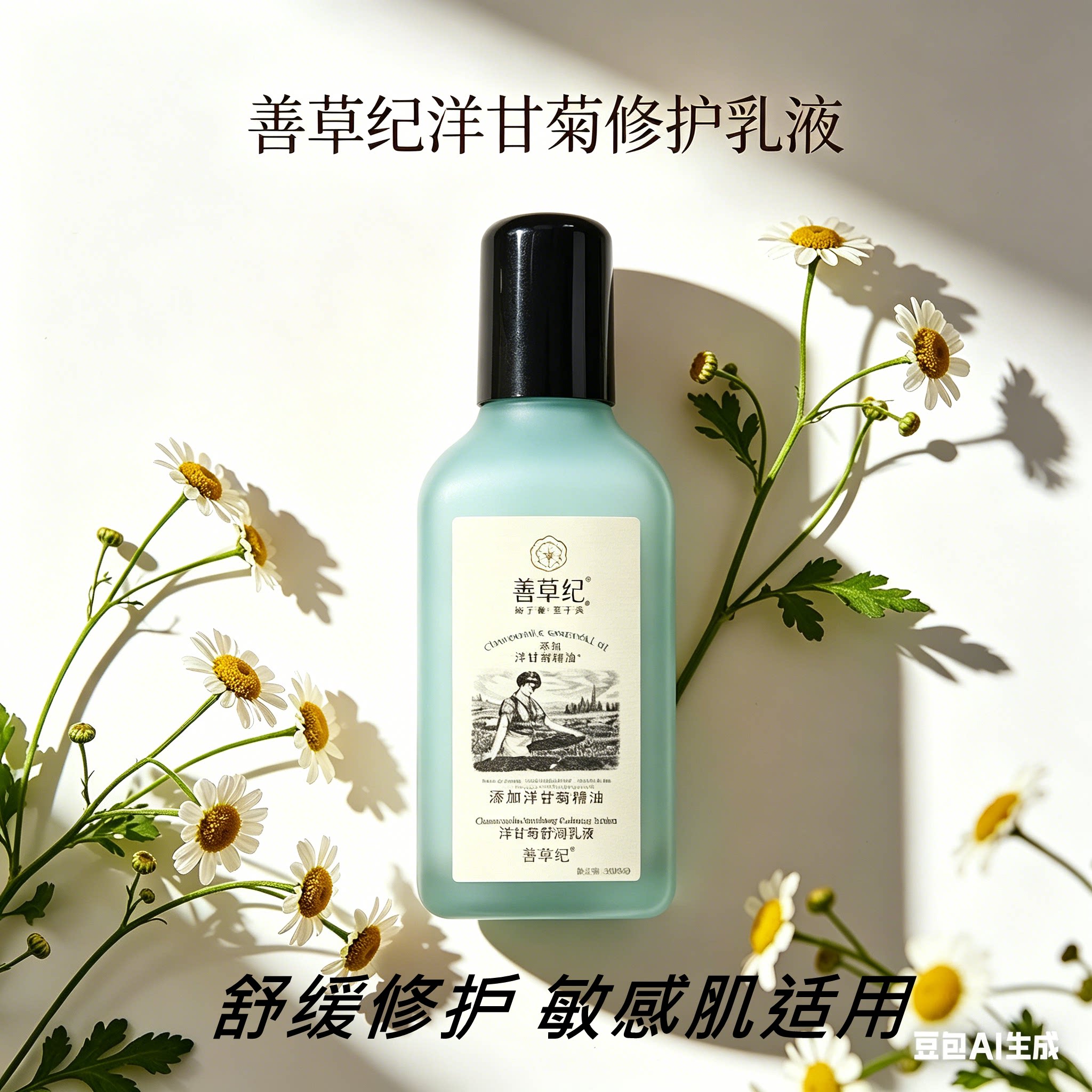 善草纪洋甘菊修护乳液女 舒缓改善泛红敏感肌适用 温和滋养润肤乳