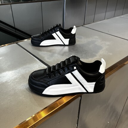 00948新款皮面一脚蹬男鞋厚底增高低帮防滑休闲鞋运动鞋网红潮鞋