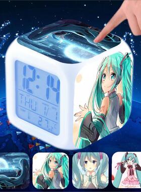 A七彩闹钟玩具益智创意卡通儿童学生专用静音初音未来深海少女孩