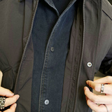 秋季牛仔翻领拼接假两件夹克男休闲百搭外套潮流上衣JK505-P138，男装夹克，电商A239