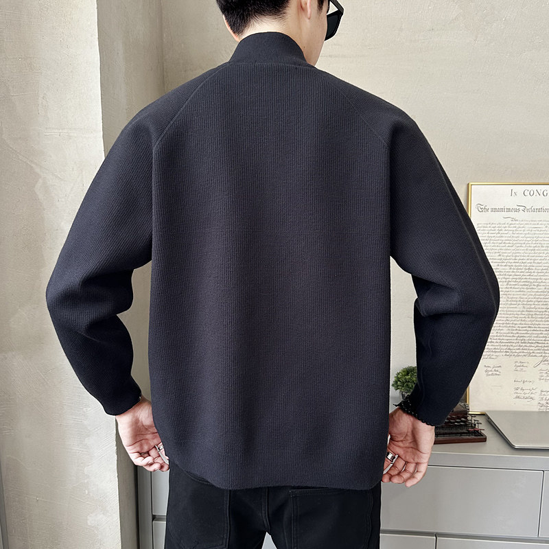 2026春季莱赛尔立领毛衣开衫男士休闲短款毛衣外套K7728-P140,男装针织衫/毛衣,电商A239