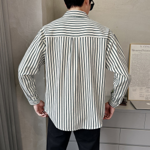 春季新款条纹衬衫男长袖休闲衬衣外套宽松百搭上衣C1807-P85图片