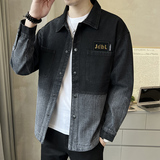 春季牛仔条纹衬衫外套休闲长袖上衣C520-P110，男装夹克，电商A239
