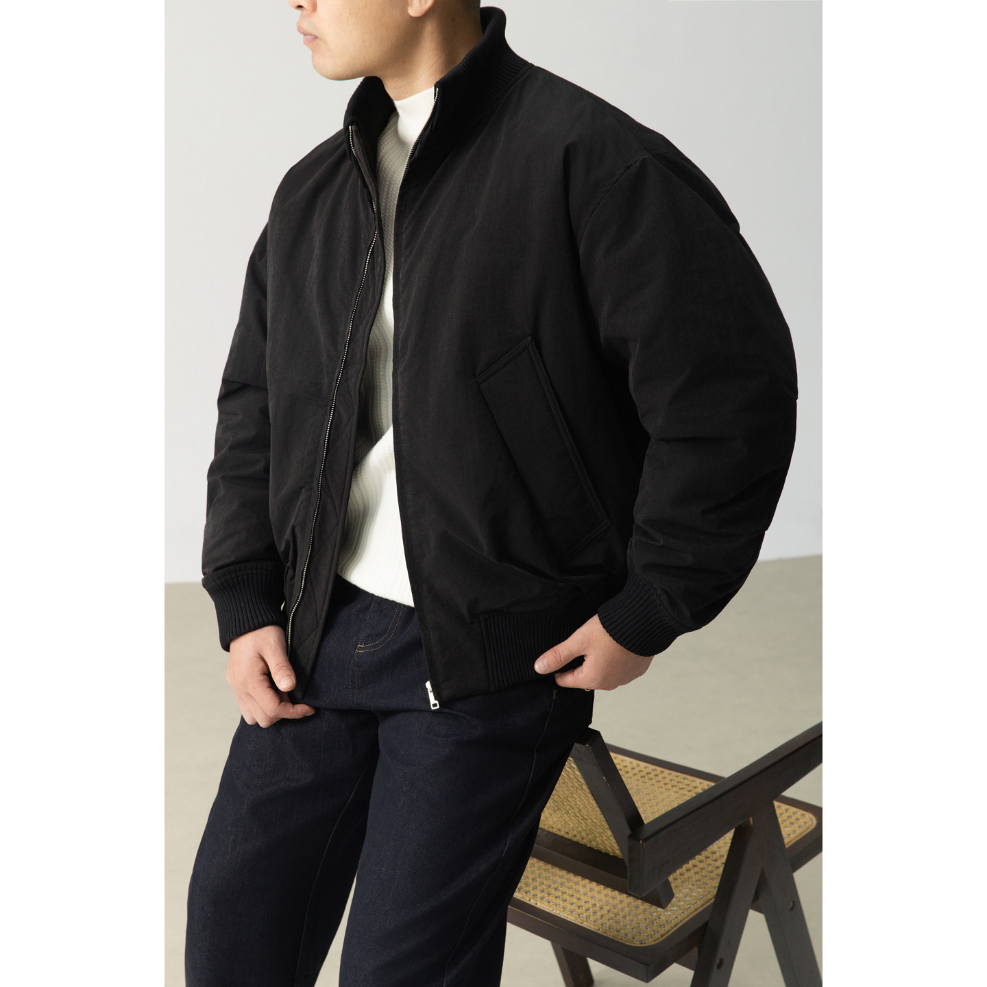 标90立领羽绒服百搭潮流高级感针织拼接廓形羽绒衣Y2551-P265,男装羽绒服,电商A239