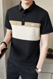 夏季新款男士短袖T恤时尚拼接刺绣潮牌上衣翻领T恤衫PL88553-P60，男装Polo衫，电商A239