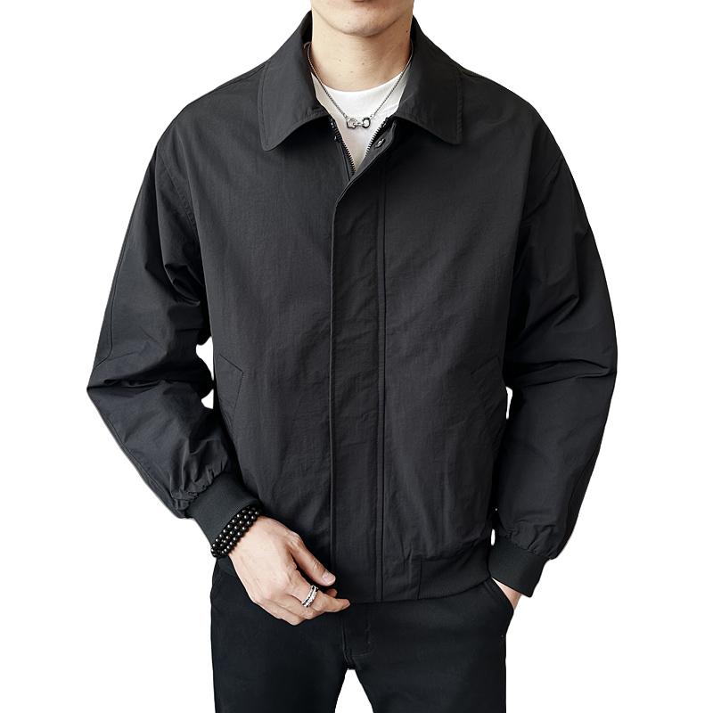 春季翻领纯色休闲夹克外套男韩版潮流百搭上衣外套JK6505-P125,男装夹克,电商A239