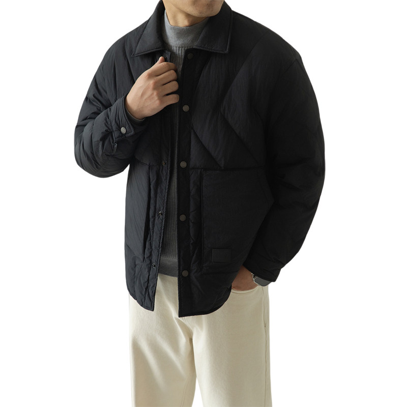 老钱风轻薄羽绒服标男冬季潮流翻领短款外套男士夹克Y2510-P155,男装夹克,电商A239