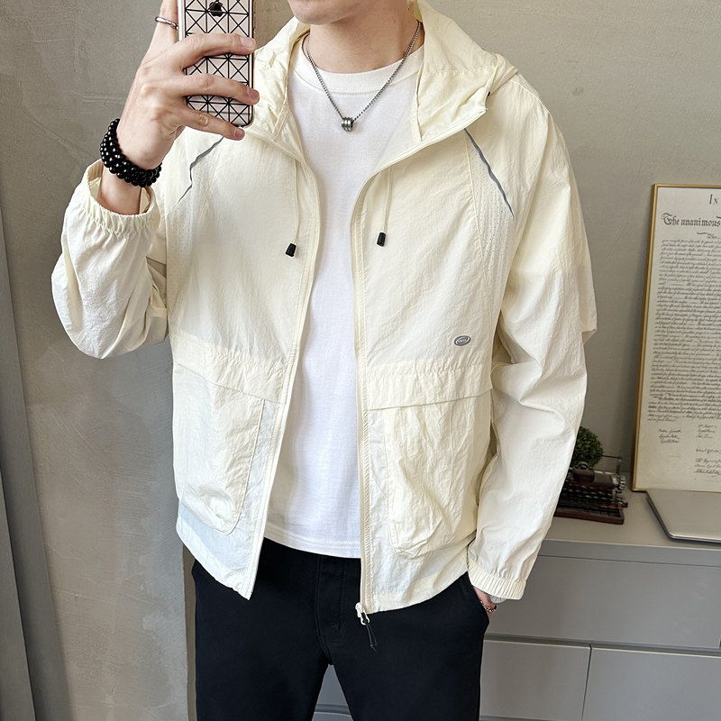 新款男士连帽夹克外套时尚百搭休闲上衣防晒薄款外套FS3650-P95,男装夹克,电商A239