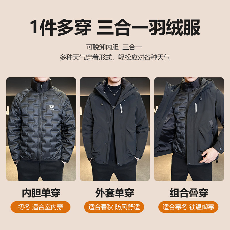 三合一系列!内胆可单穿！冬季男士百搭保暖羽绒服外套Y9809-P265,男装羽绒服,电商A239