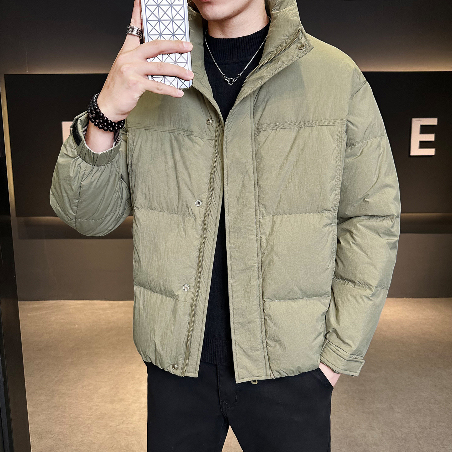 标加厚白鸭绒立领羽绒服男士短款潮牌韩版休闲外套Y5511-P195,男装羽绒服,电商A239
