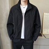 春季外套男士美式潮流立领宽松时尚拼接痞帅休闲夹克JK6507-P130，男装夹克，电商A239