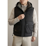 老钱风男士连帽秋冬外穿羽绒服马夹韩版潮流坎肩外套M8076-P130，男装羽绒服，电商A239