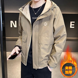 冬季连帽加棉夹克男士潮流休闲百搭工装冲锋衣外套JK80加棉-P130，男装夹克，电商A239