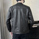 秋季短款皮衣小立领外套男韩版修身机车皮夹克P5580-P140，男装夹克，电商A239