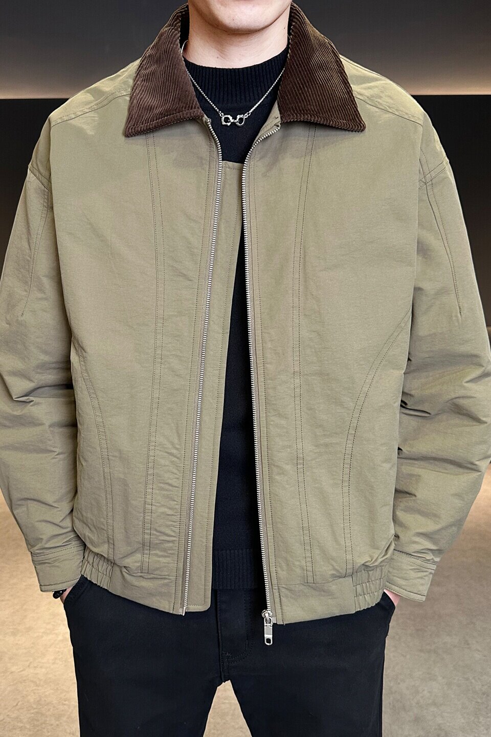 标巴恩风翻领羽绒服新款牛仔拼接男士冬季夹克外套Y5526-P210,男装夹克,电商A239