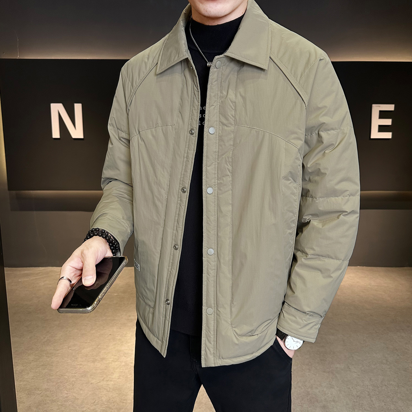 标轻薄羽绒服男冬季潮流翻领短款外套男士夹克Y9903-P170，男装夹克，电商A239