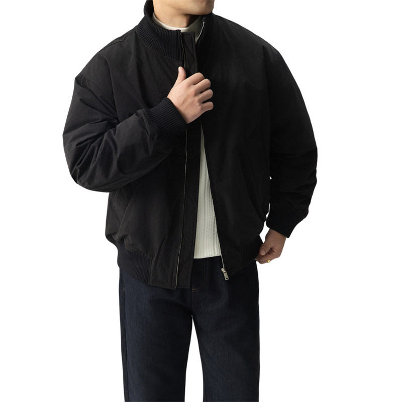 标90立领羽绒服百搭潮流高级感针织拼接廓形羽绒衣Y2551-P265,男装羽绒服,电商A239